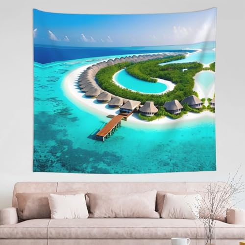 WZYCWB Malediven Landschaft, gemustert, Wanddekoration, Wandteppich, Mehrzweck-Wandbehang, kann als Schlafzimmer oder Wohnzimmer verwendet werden – 152,4 x 130,9 cm WZYCWB Malediven Landschaft, gemustert, Wanddekoration, Wandteppich, Mehrzweck-Wandbehang, kann als Schlafzimmer oder Wohnzimmer verwendet werden – 152,4 x 130,9 cm von WZYCWB