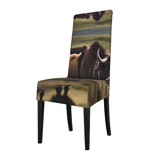 WZYCWB Mighty Highland Yak gemusterter Stretch-Esszimmerstuhlbezug, abnehmbare Schutzhülle, geeignet für Esszimmerstühle mit quadratischer Rückenlehne, Preacherstuhl WZYCWB Mighty Highland Yak gemusterter Stretch-Esszimmerstuhlbezug, abnehmbare Schutzhülle, geeignet für Esszimmerstühle mit quadratischer Rückenlehne, Preacherstuhl von WZYCWB