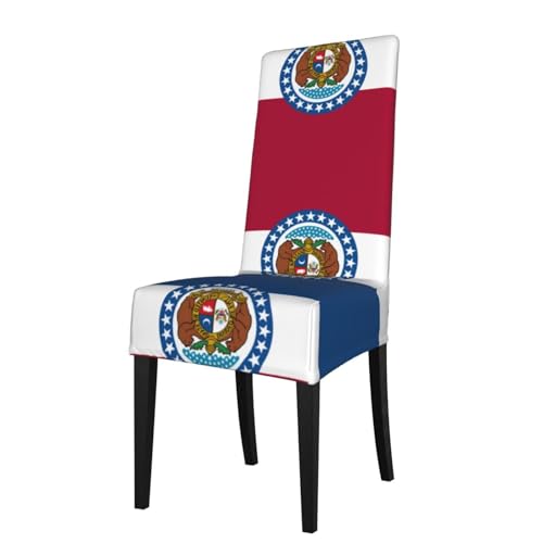 WZYCWB Missouri State Flag Gemusterte Stretch Esszimmerstuhlbezug, abnehmbare Schutzhülle, geeignet für Esszimmerstühle mit quadratischer Rückenlehne, Preacherstuhl WZYCWB Missouri State Flag Gemusterte Stretch Esszimmerstuhlbezug, abnehmbare Schutzhülle, geeignet für Esszimmerstühle mit quadratischer Rückenlehne, Preacherstuhl von WZYCWB