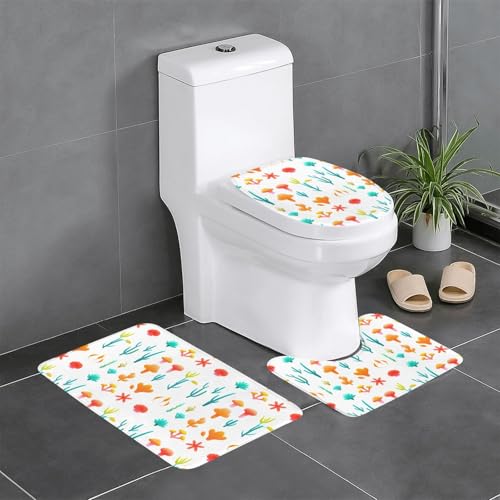 WZYCWB Neon Coral bedrucktes Teppich-Set – rutschfeste Schutzmatte für Zuhause, Badezimmer, schnell trocknend und leicht zu reinigen von WZYCWB