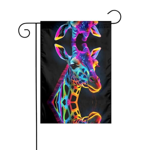 WZYCWB Neon-Giraffen-Gartenflaggen, 30,5 x 45,7 cm, dekorative Gartenflaggen zum Aufhängen von WZYCWB