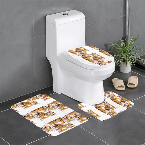 WZYCWB Niedlicher Tiger bedruckter Teppich-Set – rutschfeste Schutzmatte für Zuhause, Badezimmer, schnell trocknend und leicht zu reinigen von WZYCWB