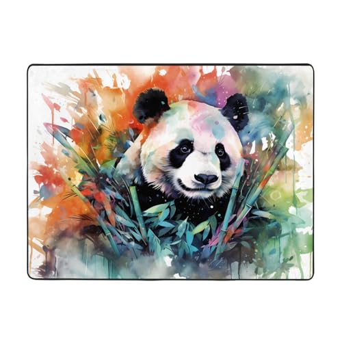 WZYCWB Panda-Teppich mit Öl auf Leinwand, 160 x 122 cm, rutschfeste Teppiche, geeignet für Wohnzimmer oder Büro WZYCWB Panda-Teppich mit Öl auf Leinwand, 160 x 122 cm, rutschfeste Teppiche, geeignet für Wohnzimmer oder Büro von WZYCWB