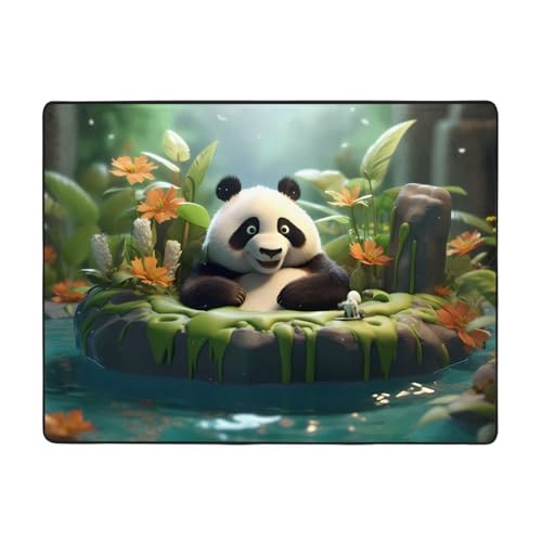 WZYCWB Panda im Pool-Teppich, 160 x 121,9 cm, rutschfeste Teppiche, geeignet für Wohnzimmer oder Büro von WZYCWB