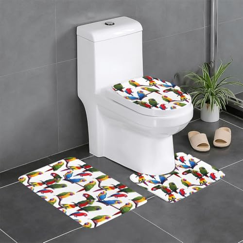 WZYCWB Regenwald-Papagei bedrucktes Teppich-Set – rutschfeste Schutzmatte für Zuhause, Badezimmer, schnell trocknend und leicht zu reinigen von WZYCWB