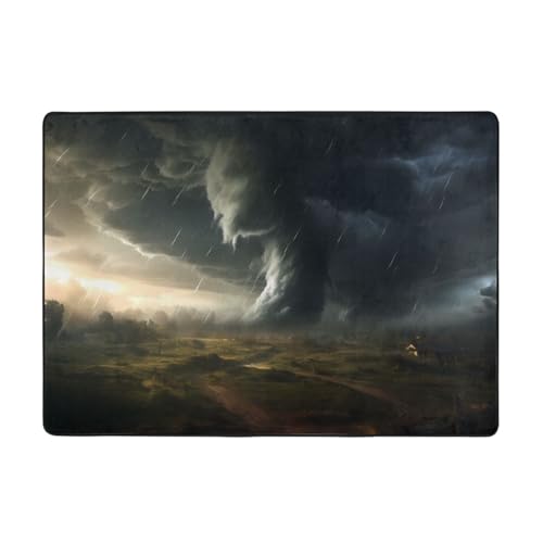 WZYCWB Riesige Flanell-Bodenmatte mit Tornado-Motiv, 203 x 147 cm, superweich von WZYCWB