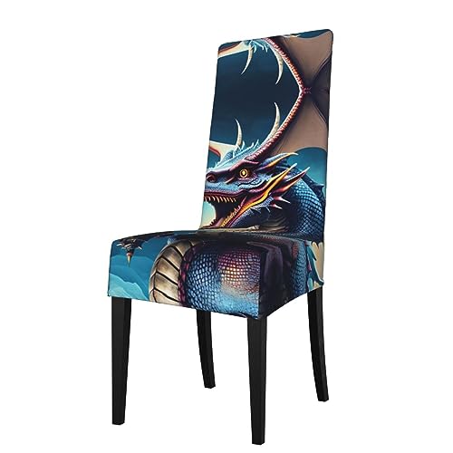 WZYCWB Roaring Dragon Gemusterter Stretch Esszimmerstuhlbezug, abnehmbare Schutzhülle, geeignet für Esszimmerstühle mit quadratischer Rückenlehne, Preacherstuhl WZYCWB Roaring Dragon Gemusterter Stretch Esszimmerstuhlbezug, abnehmbare Schutzhülle, geeignet für Esszimmerstühle mit quadratischer Rückenlehne, Preacherstuhl von WZYCWB