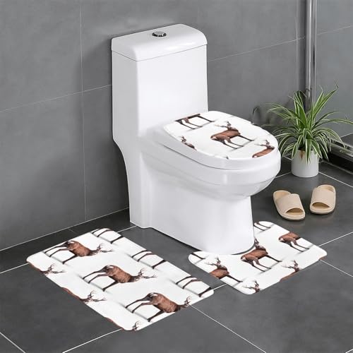 WZYCWB Robustes rotes Hirsch bedrucktes Teppich-Set - Anti-Rutsch-Schutzmatte für Zuhause Badezimmer, schnell trocknend und leicht zu reinigen WZYCWB Robustes rotes Hirsch bedrucktes Teppich-Set - Anti-Rutsch-Schutzmatte für Zuhause Badezimmer, schnell trocknend und leicht zu reinigen von WZYCWB