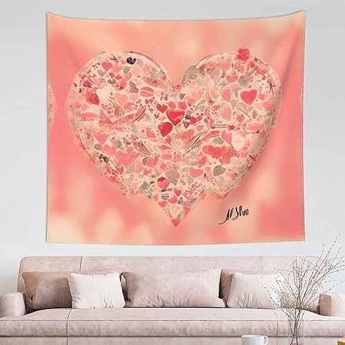 WZYCWB Rote Herz-Blumen gemusterte Wanddekoration, Wandteppich, Mehrzweck-Wandbehang, kann als Schlafzimmer oder Wohnzimmer verwendet werden – 152,4 x 130,9 cm WZYCWB Rote Herz-Blumen gemusterte Wanddekoration, Wandteppich, Mehrzweck-Wandbehang, kann als Schlafzimmer oder Wohnzimmer verwendet werden – 152,4 x 130,9 cm von WZYCWB