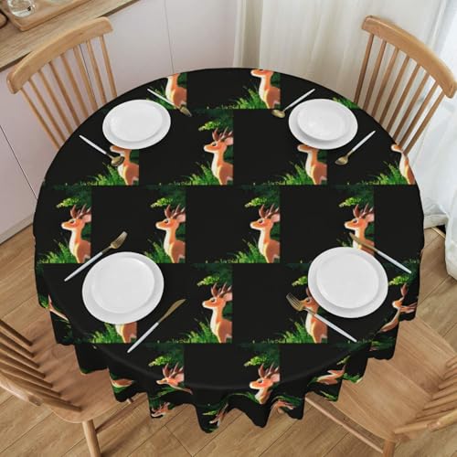 WZYCWB Runde Spitzentischdecke mit Hirschsch-Motiv, 152,4 cm Durchmesser, waschbar, geeignet für Restaurants, Partys, Picknicks, Versammlungen von WZYCWB