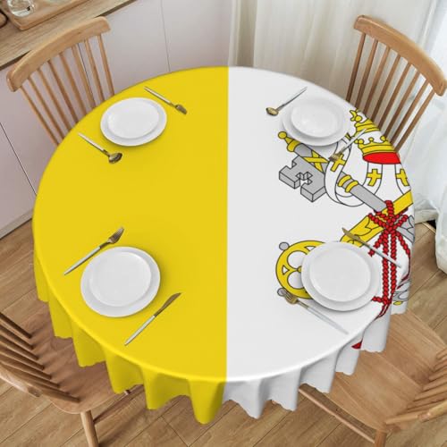 WZYCWB Runde Spitzentischdecke mit Vatikan-Flagge, 152,4 cm Durchmesser, waschbare Tischdecke, geeignet für Restaurants, Partys, Picknicks, Versammlungen von WZYCWB
