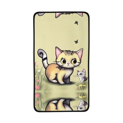 WZYCWB Schnell trocknendes Handtuch mit Katze und Schmetterling, 40,6 x 71,1 cm, saugfähiges Sporthandtuch, geeignet für Reisen, Fitnessstudio, Camping im Freien usw. von WZYCWB