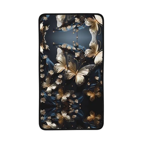 WZYCWB Schnell trocknendes Handtuch mit goldfarbenen weißen Schmetterlingen, 40,6 x 71,1 cm, saugfähiges Sporthandtuch, geeignet für Reisen, Fitnessstudio, Camping im Freien usw. von WZYCWB