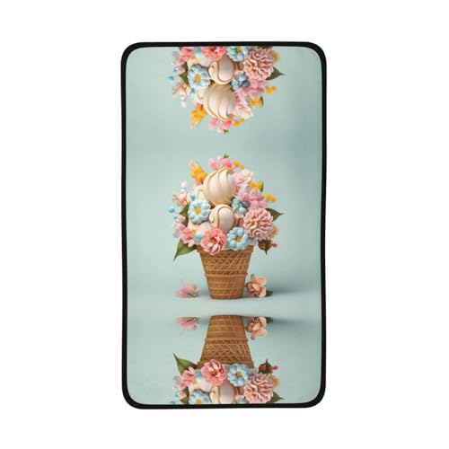 WZYCWB Schnelltrocknendes Handtuch mit Eiscreme und Blumen, 40,6 x 71,1 cm, saugfähiges Sporthandtuch, geeignet für Reisen, Fitnessstudio, Camping im Freien usw. von WZYCWB