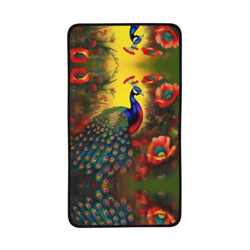 WZYCWB Schnelltrocknendes Handtuch mit Pfauenblumen, 40,6 x 71,1 cm, saugfähiges Sporthandtuch, geeignet für Reisen, Fitnessstudio, Camping im Freien usw. von WZYCWB
