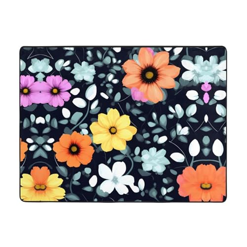WZYCWB Schöner farbenfroher Blumen-Teppich, 160 x 121,9 cm, rutschfeste Teppiche, geeignet für Wohnzimmer oder Büro von WZYCWB