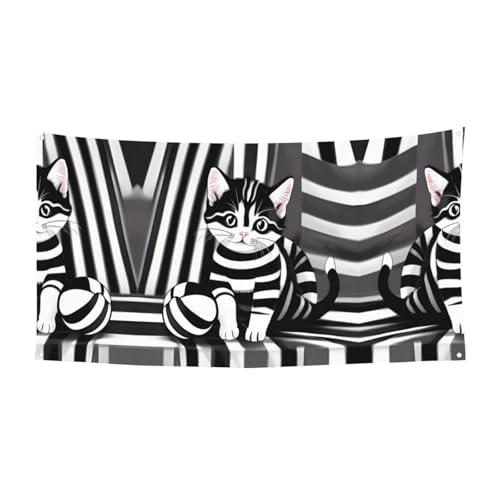 WZYCWB Schwarz-weiß gestreiftes Kätzchen-Party-Banner, Partydekorationsbanner geeignet für Geburtstagsfeiern oder Feiertagsdekorationen WZYCWB Schwarz-weiß gestreiftes Kätzchen-Party-Banner, Partydekorationsbanner geeignet für Geburtstagsfeiern oder Feiertagsdekorationen von WZYCWB