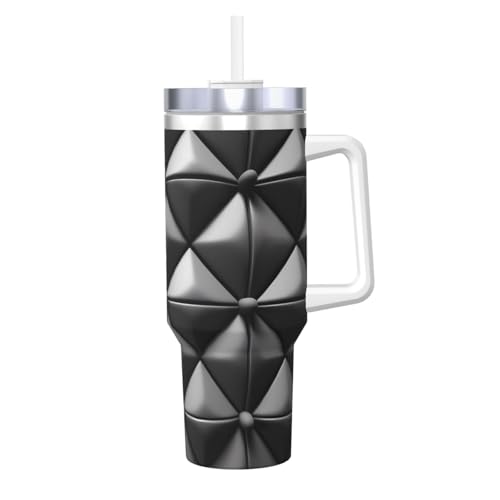 WZYCWB Schwarzer und weißer Eisbecher mit Ledermuster – 1,2 l doppellagiger Edelstahl-Vakuumbecher, auslaufsicher und tragbar WZYCWB Schwarzer und weißer Eisbecher mit Ledermuster – 1,2 l doppellagiger Edelstahl-Vakuumbecher, auslaufsicher und tragbar von WZYCWB