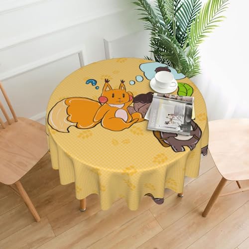 WZYCWB Sonnenblumenkern-Eichhörnchen, dekorative lange Tischdecke, 152,4 cm Durchmesser, runde Hochzeitstischdecke, allgemeine Zweck-Tischdecke für Partys von WZYCWB