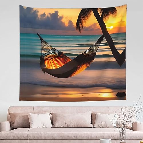 WZYCWB Sonnenuntergang Strandhängematte gemusterte Wanddekoration, Wandteppich, Mehrzweckwohnheim, Wandbehang, kann als Schlafzimmer oder Wohnzimmer verwendet werden – 152,4 x 130,9 cm WZYCWB Sonnenuntergang Strandhängematte gemusterte Wanddekoration, Wandteppich, Mehrzweckwohnheim, Wandbehang, kann als Schlafzimmer oder Wohnzimmer verwendet werden – 152,4 x 130,9 cm von WZYCWB