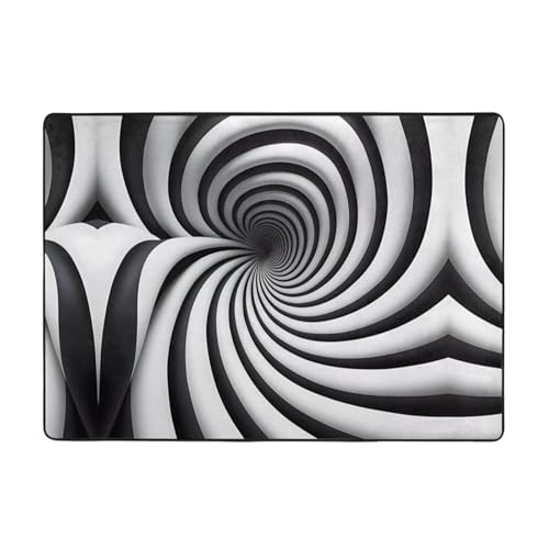 WZYCWB Spiral Optical Illusion GIF gemusterte Flanell-Bodenmatte, 203 x 147 cm, superweich von WZYCWB