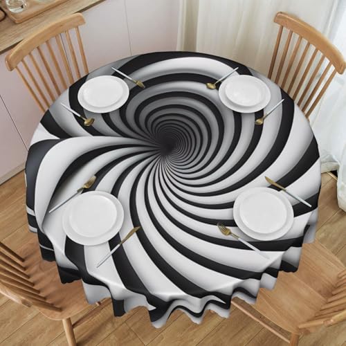 WZYCWB Spirale optische Täuschung, runde Spitze, 152,4 cm Durchmesser, waschbare Tischdecke, geeignet für Restaurants, Partys, Picknicks, Versammlungen von WZYCWB