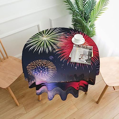WZYCWB Splendid Feuerwerk dekorative lange Tischdecke (152,4 cm Durchmesser), runde Hochzeitstischdecke, allgemeine Zweck-Tischdecke für Partys von WZYCWB