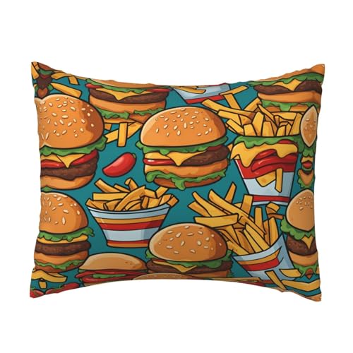 WZYCWB Standard-Kissenbezug mit süßem Burger-Pommes-Muster (40,6 x 50,8 cm), weich und hautfreundlich von WZYCWB