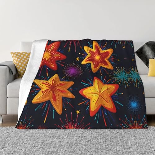 WZYCWB Stern-Cartoon-Feuerwerk, 152,4 x 127 cm, gemusterte Decke, warme Decke für Sofa oder Bett, Camping oder Picknick von WZYCWB