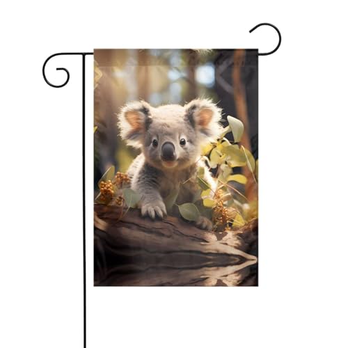 WZYCWB Süße Koala-Pflanzen-Gartenflaggen, 30,5 x 45,7 cm, dekorative Gartenflaggen zum Aufhängen von WZYCWB