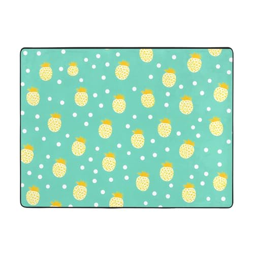WZYCWB Teppich mit Ananas-Illustration, 160 x 122 cm, rutschfeste Teppiche, geeignet für Wohnzimmer oder Büro von WZYCWB