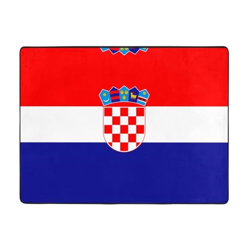 WZYCWB Teppich mit Flagge der Republik Kroatien, 160 x 121,9 cm, rutschfeste Teppiche, geeignet für Wohnzimmer oder Büro von WZYCWB