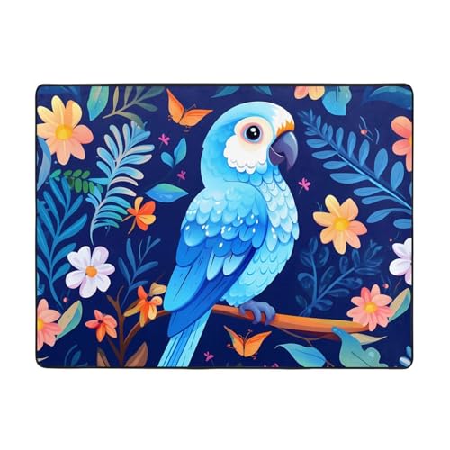 WZYCWB Teppich mit Papageien-Illustration, 160 x 122 cm, rutschfeste Teppiche, geeignet für Wohnzimmer oder Büro von WZYCWB