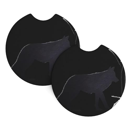 WZYCWB Timberwolves gemusterte Auto-Innen-Untersetzer, 2 Stück, 6,9 cm, geeignet für die meisten Autos, LKWs, SUVs von WZYCWB