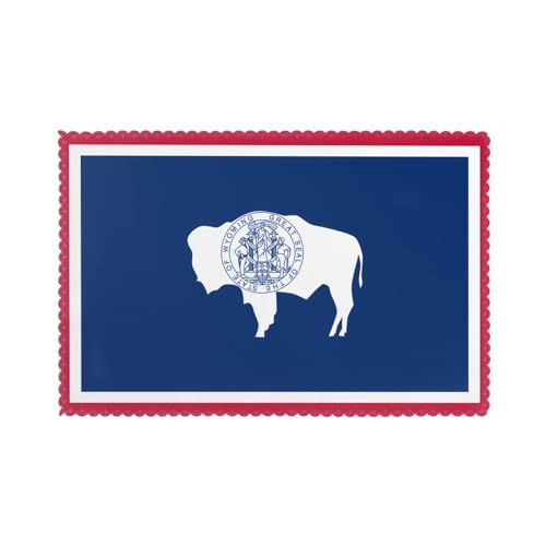 WZYCWB Tischset mit Wärmedämmung, 30,5 x 45,7 cm, Platzsets für Hotel und Bankett, Tischplatte, Wyoming-Staatsflagge, 6 Stück von WZYCWB