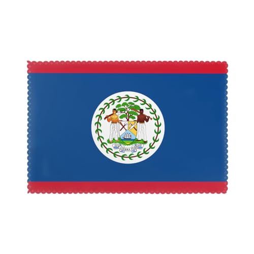 WZYCWB Tischset mit Wärmedämmung, 30,5 x 45,7 cm, für Hotel und Bankett, Tischplatte, Belize-Flagge, 6 Stück von WZYCWB