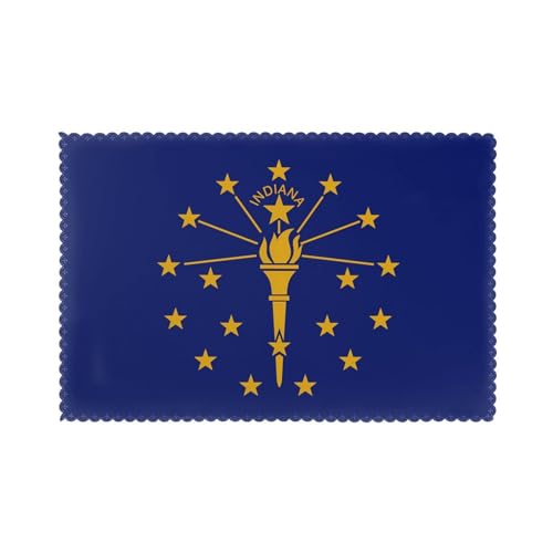 WZYCWB Tischset mit Wärmedämmung, 30,5 x 45,7 cm, für Hotel und Bankett, Tischplatte, Indiana-Staatsflagge, 6 Stück von WZYCWB