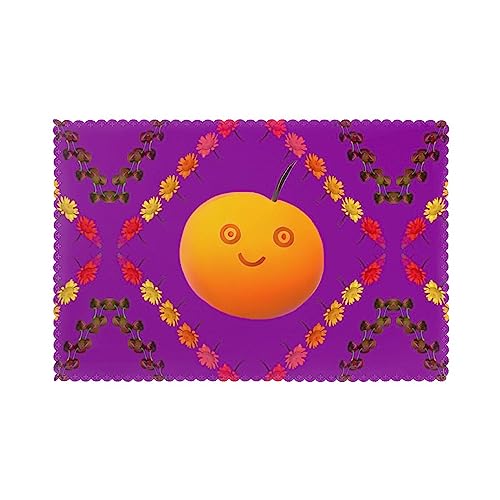 WZYCWB Tischset mit Wärmedämmung, 30,5 x 45,7 cm, für Hotel und Bankett, Tischplatte, Smiley-Orange, 6 Stück von WZYCWB