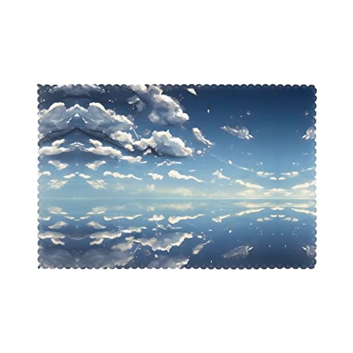 WZYCWB Tischset mit Wärmedämmung, 30,5 x 45,7 cm, für Hotel und Bankett, Tischplatte, blauer Himmel und weiße Wolken, 6 Stück von WZYCWB