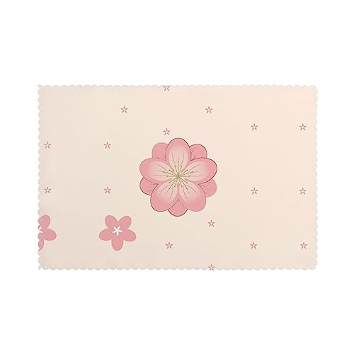WZYCWB Tischset mit Wärmedämmung, 30,5 x 45,7 cm, für Hotel und Bankett, Tischplatte, kleine rosa Kirschblüten, 6 Stück von WZYCWB