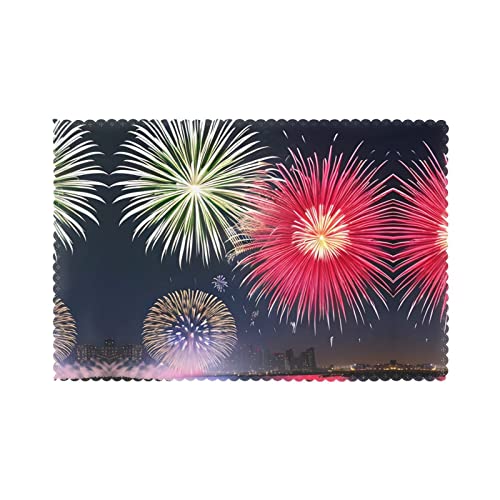 WZYCWB Tischset mit Wärmedämmung, 30,5 x 45,7 cm, für Hotel und Bankett, Tischplatte, prächtiges Feuerwerk, 6 Stück von WZYCWB