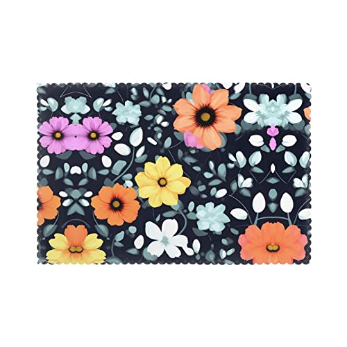 WZYCWB Tischset mit Wärmedämmung, 30,5 x 45,7 cm, für Hotel und Bankett, Tischplatte, schöne bunte Blumen, 6 Stück von WZYCWB