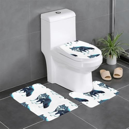 WZYCWB Topo Map Wolf Pack Bedrucktes Teppich-Set – Anti-Rutsch-Schutzmatte für Zuhause, Badezimmer, schnell trocknend und leicht zu reinigen von WZYCWB