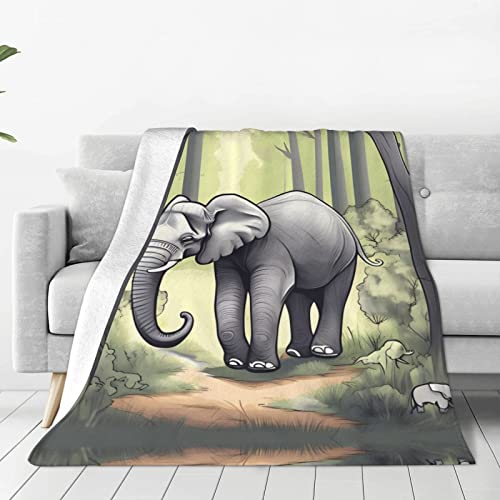 Walking Elephant Ultraweiche Micro-Fleece-Decke, 152,4 x 127 cm, geeignet für Bett, Sofa, Camping, kaltes Kino oder Reisen von WZYCWB