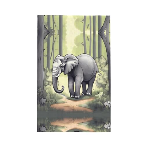 Walking Elephant strapazierfähiges Geschirrtuch, wiederverwendbar, superweich, saugfähig, schnell trocknend, Waffelreinigungstuch, 66 x 40 cm von WZYCWB