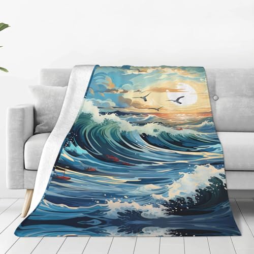 Wave Segelboot-Möwendecke, ultraweiche Micro-Fleece-Decke, 152,4 x 127 cm, geeignet für Bett, Sofa, Camping, kaltes Kino oder Reisen Wave Segelboot-Möwendecke, ultraweiche Micro-Fleece-Decke, 152,4 x 127 cm, geeignet für Bett, Sofa, Camping, kaltes Kino oder Reisen von WZYCWB
