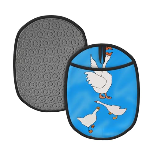Weißes Gänsehaus, 2 Stück, gemusterte Silikon-Topfmatte (1/2er-Pack), hochtemperaturbeständig und rutschfest, geeignet zum Grillen, Backen usw. von WZYCWB