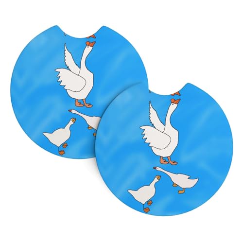 White Goose House Auto-Innen-Untersetzer, 6,9 cm Durchmesser, saugfähige Untersetzer für Auto, Auto, LKW, SUV, 2 Stück von WZYCWB