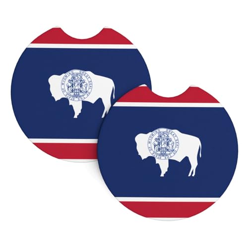 Wyoming Auto-Getränkehalter-Untersetzer mit Staatsflagge, 6,9 cm, sehr vielseitig, geeignet für weibliche Autobesitzer, 2 Stück Wyoming Auto-Getränkehalter-Untersetzer mit Staatsflagge, 6,9 cm, sehr vielseitig, geeignet für weibliche Autobesitzer, 2 Stück von WZYCWB