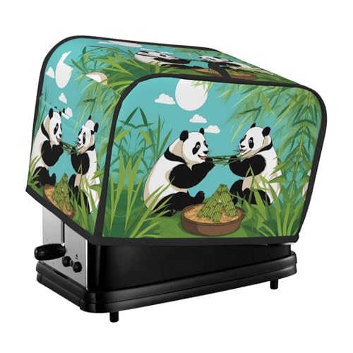 Zwei niedliche große Pandas-Toaster-Abdeckung, geeignet für breite Schlitze, mit seitlicher Aufbewahrungstasche, leicht zu reinigen, staubdicht, geeignet für die Küche. von WZYCWB